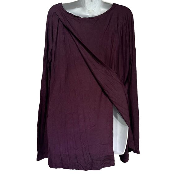 h by bordeaux purple ribbed long sleeve top blouse Size L - Picture 3 of 6